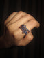 Frosted Linked Stack Ring- Blue