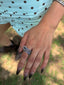 Frosted Linked Stack Ring- Blue