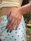 Frosted Linked Stack Ring- Blue